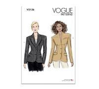 Vogue Patterns Sewing Pattern V2136B5 Misses' Jacket with and Without Collar B5(8-10-12-14-16)