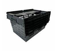 Vogue Perforated Plastic Transport Storage Crate with Attached Lid 600x400x320mm DX996