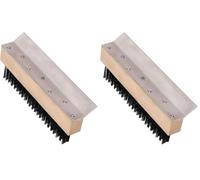 Vogue Pizza Oven Brush Head with Scraper, 10 inch Head, Brown, Carbon Steel Bristles, Size: 80(H) x 255(W) mm, Handle (GE211) Sold Separately, GE204 (Pack of 2)