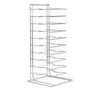Vogue Pizza Pan Stacking Rack 11 Slot, Silver, 2.5 inches Between Shelves, Store Pre-Made Pizzas in Advance, F026