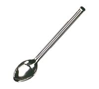 Vogue Plain Stainless Steel Serving Spoon with Hook 14" L668 | Long handle reaches deep cookware to stir and serve safely, with an ergonomic grip built for busy commercial kitchens.