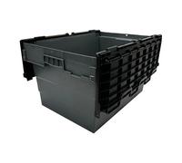 Vogue Plastic Transport/Storage Crate with attached Lid - 600x400x320mm