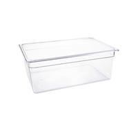 Vogue Polycarbonate Plastic 1/1GN Gastronorm Container 25.6 Litre / 200 mm Deep, Clear - Fridge, Freezer, Blast Chiller & Dishwasher Safe - Temperature Range: -40°C to 100°C, U227