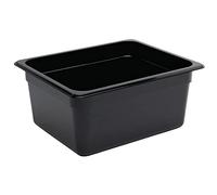 Vogue Polycarbonate 1/2 Gastronorm Container 150 mm Deep, Black, Capacity: 8.8 Litre, 1/2 GN Plastic Gastronorm Tray, Stackable - Fridge, Freezer & Dishwasher Safe - Lid Sold Separately, U460