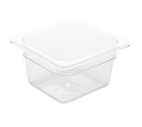 Vogue Reusable Polycarbonate Plastic 1/6 Gastronorm Container 100mm, Clear, Food Storage, -40°C to 100°C, Transparent, Dishwasher Safe | U240