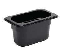 Vogue Polycarbonate Plastic 1/9 Gastronorm Container 100 mm Deep, Black, Capacity: 870 ml, Ninth Size GN Tray 1/9, Size: 108(H) x 176(W) x 100(D)mm, Lid Sold Separately, U473