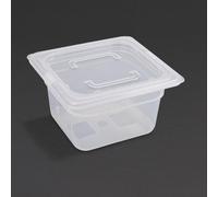 Vogue Polypropylene 1/6 Gastronorm Container with Lid 100mm (Pack of 4) - GJ526