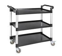 Vogue Polypropylene Plastic Reusable Mobile Trolley - Large, Black, 200 kg Capacity, Size: 960x520x1070 mm, Includes 2x Braked & 2x Plain Easy-Fit Castors, Catering & Housekeeping Tools, CF102