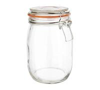 Vogue Clip Top Round Glass Jar - 1000 ml / 1 Litre, Preserve Jar, Reusable Jam Jar, Airtight Food Storage, Kitchen Preserving and Pickling, Spice or Herb Container, P492