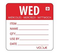 Vogue Red Dissolvable Wednesday Labels Wednesday. Roll of 250