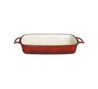 Vogue GH320 Rectangular Red Cast Iron Dish 2.8Ltr 55X390X235mm Baking Roasting