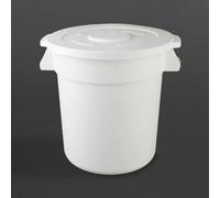 Vogue Round Container Bin in White Made of Plastic with Side Handles - 38L