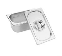 Vogue Set of Gastronorm Pans with Lids in Stainless Steel - 6 x 1/9 GN 100 mm
