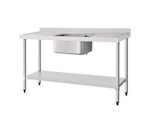 Vogue Single Bowl Sink Double Drainer St/St - 1500x600mm 59x23 5/8"