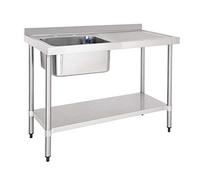 Vogue Single Sink Right Hand Drainer 1200 mm, Stainless Steel, Size: 1200(W) x 600(D) mm, Self Assembly, Taps Sold Separately, DY823