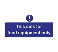 Vogue Sink For Food Equipment Only Sign - 100x200mm 4x8" (Self-Adhesive)