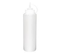 Vogue Squeeze Sauce Bottle with Nozzle Cap 227 ml/8 oz, Clear Polyethylene, Wide Neck Refillable Sauce Bottle, Precise Narrow Dispenser Tip, Screw Top Design, Commercial or Home Use, K062