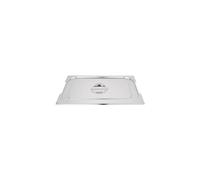 Vogue Stainless Steel 1/1 GN Handled Gastronorm Pan Lid, 530x325mm, Silver | Integrated central grip allows quick lifting while retaining heat and moisture to keep dishes fresh in busy kitchens.