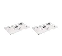 Vogue Stainless Steel 1/4 Gastronorm Notched Lid - Food Container Cover for Catering, Buffets, Restaurants CB174 (Pack of 2)