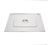 Vogue Stainless Steel 2/1 Gastronorm Lid, Silver, GN 2/1 Double Size Gastronorm Pan Lid, Compatible with all Vogue 2/1 Sized Gastronorm Trays, Size: 30(H)x650(W)mm, Centre Handle, K939