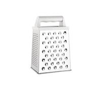 Vogue Stainless Steel 4-Way Hand Grater with ABS Handle DM021 | Zests lemons, slices vegetables and grates cheese with ease; ergonomic grip reduces hand fatigue during busy prep shifts.