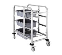 Vogue Stainless Steel Bussing Trolley - Storage Utility Cart Ideal for Catering, Hospitality, DK738
