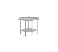 Vogue Stainless Steel Corner Table 700 mm, Size: 960(H) x 900(W) x 700(D)mm, With Galvanised Undershelf, 4x Feet Included, Polished Stainless Steel Appearance, GL278