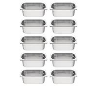 Vogue Gastronorm Container Kit in Stainless Steel - 1/4 GN 100 mm - 10 pc