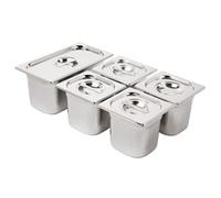 Vogue Stainless Steel Gastronorm Tray Set 1/3 and 4 x 1/6 with Lids