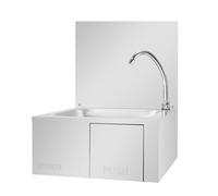 Vogue Knee Operated Sink, Stainless Steel, Size: 495(H) x 440(W) x 345(D)mm, With Splashback - Easy Clean Bowl with Drain Boss, Pre Mixer Valve & Spout, GL280