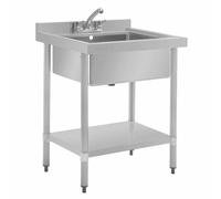 Vogue Stainless Steel Midi Pot Wash Sink with Undershelf Durable - 960x750x600mm