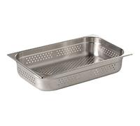 Vogue Stainless Steel Perforated 1/1 Gastronorm Tray 28 Litre / Depth: 200 mm, Silver - Fridge, Freezer, Blast Chiller & Oven Safe, K843