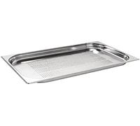 Vogue K840 Stainless Steel Perforated 1/1 Gastronorm Pan 65mm Deep Food Container, Silver
