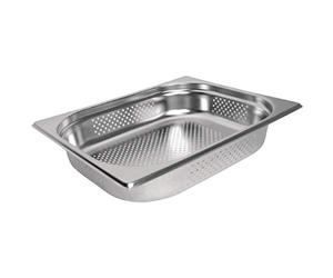Vogue Stainless Steel Perforated 1/2 Gastronorm Tray 4 Litre / Depth: 65 mm, Silver - Fridge, Freezer, Blast Chiller & Oven Safe, K844