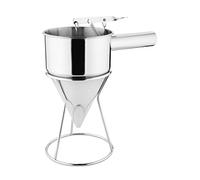 Vogue Stainless Steel Piston Funnel 1.3 Litre, Silver, Pancake Batter Dispenser - For Portioning Liquids such as Coulis, Sauces & Gravies - Supplied with Stand, Professional & Home Use, GG759
