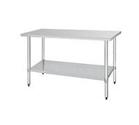 Vogue Stainless Steel Prep Table 1800 mm, Polished Stainless Steel, Size: 900(H) x 1800(W) x 600(D)mm, Height Adjustable Under Shelf, Max Load 500 kg, Self Assembly, T378