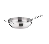 Vogue Stainless Steel Sauté Pan 30 cm, Size: 300(Ø) mm / 5.1 Litre, All Hob Compatible, Induction Compatible Frying Pan, Aluminium Base, Dishwasher Safe, Professional and Home Use, FB699
