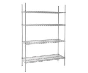 Vogue Storage 4 Tier Wire Shelving Kit - 4 Shelves & Posts, Clips - 1220 x 460mm