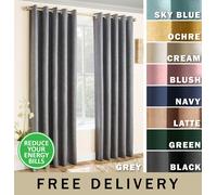 Vogue Thermal Semi-Plain Embossed Room Darkening Curtains & Cushion Covers Pair