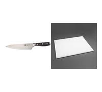 Vogue Tsuki Series 7 Chef Knife - 200mm 8" & Hygiplas Low Density Chopping Board White - 600x450x20mm