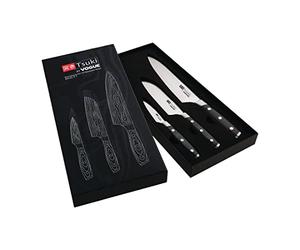 Vogue Tsuki Series 7 Three Piece Gift Set, Contains 3 inch Paring Knife, 5 inch Santoku Knife and 8 inch Chef's Knife, Professional and Home Chefs, CR403