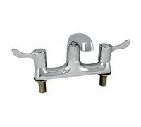 Vogue Twin Mixer Lever Deck Tap Swivel Spout Sink Faucet, 223x212x195mm | Dual hot and cold controls provide precise temperature regulation, built for heavy-duty commercial kitchen setups.
