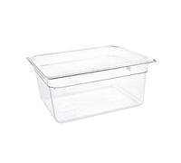 Vogue U230 Polycarbonate Gastronorm Container, 1/2 Size | Shatter-resistant design tolerates busy commercial drops, while a stackable build saves valuable freezer and fridge space.
