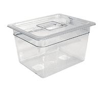 Vogue U236 Polycarbonate 1/4 Gastronorm Container, 1.6 L Capacity, 265 mm L x 162 mm W x 65 mm H, Clear