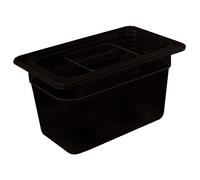 Vogue U473 Polycarbonate 1/9 Gastronorm Container, 0.87 L Capacity, 100 mm H x 108 mm W x 176 mm L, Black