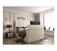 Vogue Upholstered Soft Velvet Line Cream Tv Bespoke Bed Frame