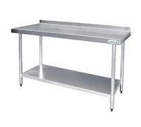 Vogue Wall Table St/St - 1200x600mm 47x23 1/2" (60mm Upstand) | Defends walls from spills and debris while providing a highly hygienic workspace tailored for busy professional kitchens.