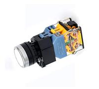 Vogueing Tool 22MM DC24V Latching Self-Locking Push Button Switch Flat Round 1NO 1NC LED Indicator Light for Electric Circuits Control-White