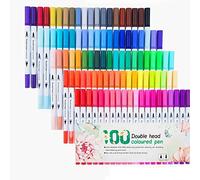 Vogueing Tool Artist Colouring Pens, 100pcs Journal Pens Set Dual Tip Brush Marker Pens Fineliner Pens Coloured Sketch Writing Drawing Pens for Journal Note Taking and Colouring Books
