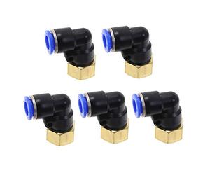 Vogueing Tool Pneumatic Air Hose Fittings 8mm x PT1/4 Thread Elbow L-Type Quick Connector 360°Rotation Female Thread Push to Connect Fittings (Pack of 5)
